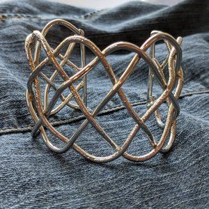 Silver Toned Wove Wire Cuff Bracelet